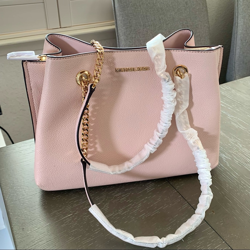 MK Michael Kors Teagen Large Long Drop Tote Bag Powder Blush Pink